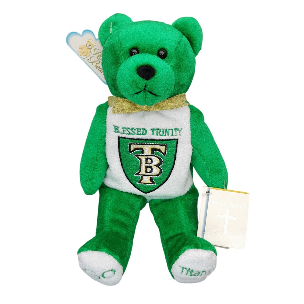 Holy Bears Blessed Trinity High School Titans Green Plush Teddy Bear 2005 NWT